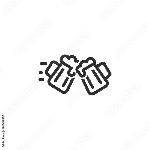 Clinking Beer Mugs Outline Icon vector illustration
