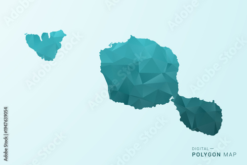 French Polynesia Map - Polygon style vector illustration in teal blue-green low poly geometric design, modern minimal silhouette.