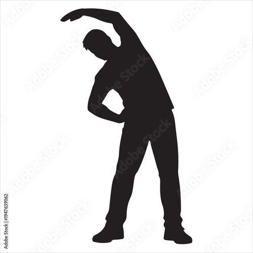 Black silhouette of a man stretching vector