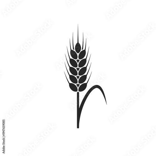 Black and White Wheat Stalk Icon vector illustration