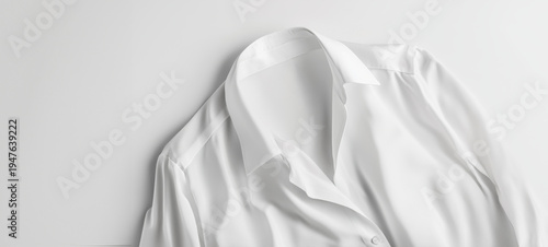 Crisp white dress shirt on white surface with soft shadows