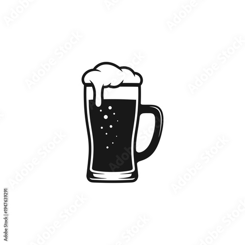 Black and White Beer Mug Design vector illustration