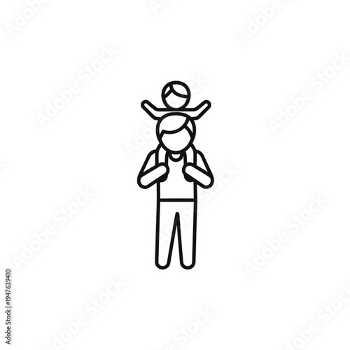 Father Giving Child a Piggyback Ride Icon vector illustration