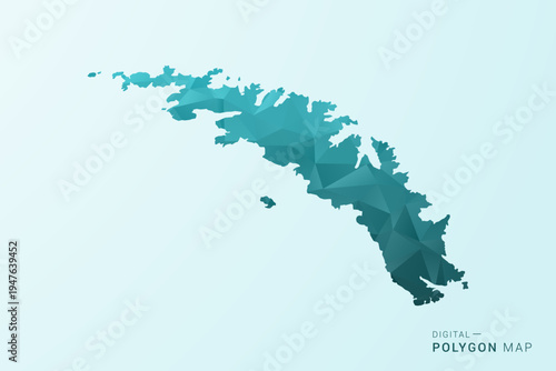 South Georgia and the South Sandwich Islands Map - Polygon style vector illustration in teal blue-green low poly geometric design, modern minimal silhouette.