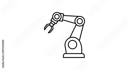 Robotic Arm Outline on White Background vector illustration