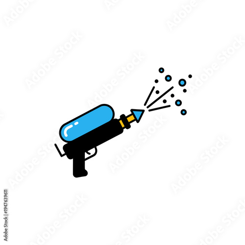Water Gun Shooting Water Isolated on White vector illustration
