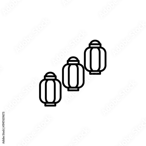 Outline Lanterns Hanging in a Row vector illustration