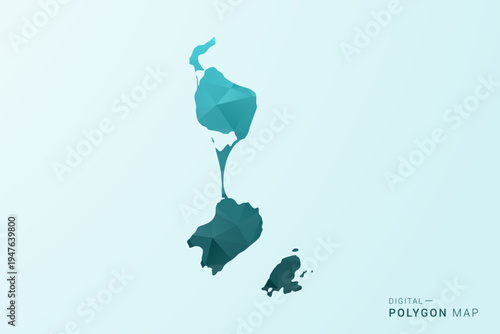 Saint Pierre and Miquelon Map - Polygon style vector illustration in teal blue-green low poly geometric design, modern minimal silhouette.