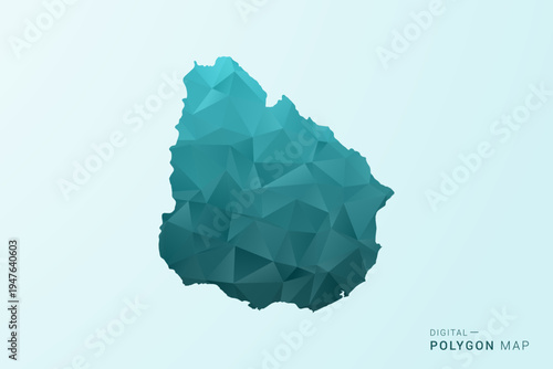 Uruguay Map - Polygon style vector illustration in teal blue-green low poly geometric design, modern minimal silhouette.