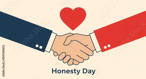 Handshake with heart for honesty day symbolizing trust and partnership