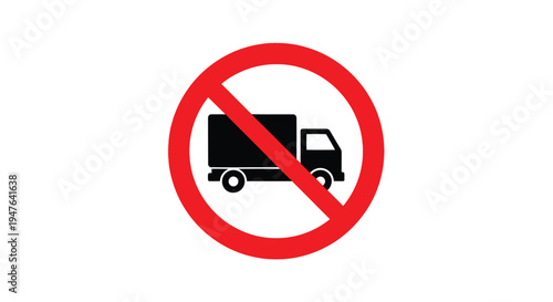 No trucks allowed a red prohibition sign with a black silhouette