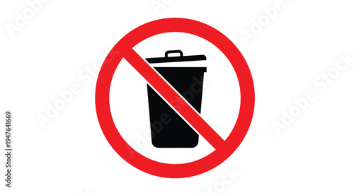 No trash or waste allowed a prohibition sign featuring a bin