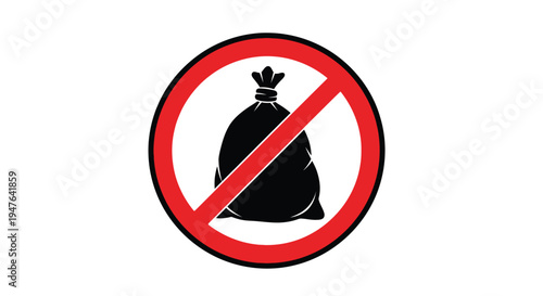 Prohibited symbol A black bag inside a red circle with a line