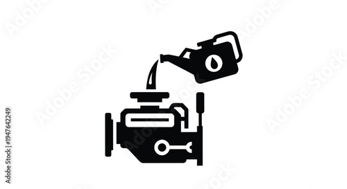 Oil being poured into an engine a vehicle maintenance illustration