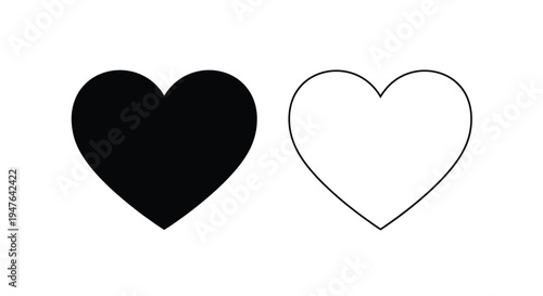 Two hearts one filled black and one outlined side by side
