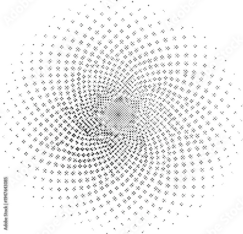 spiral swirl dots halftone risograph circular motion grunge retro offset print screentone monochrome texture