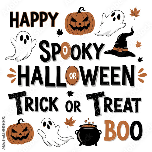 Halloween themed graphic with spooky elements.