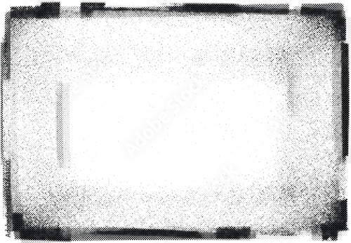 rounded rectangle frame halftone risograph border edge template grunge retro offset print screentone texture