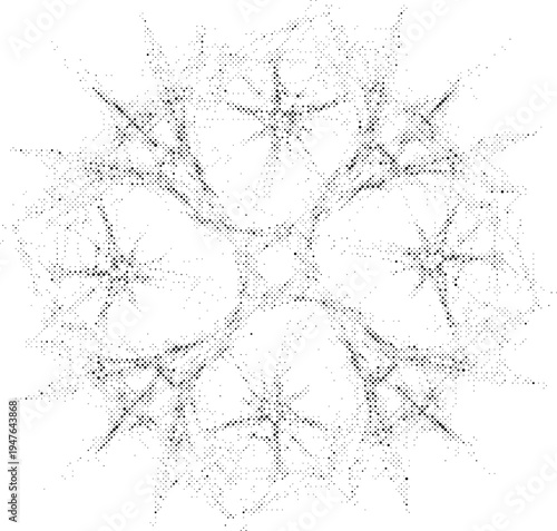 mandala dots halftone risograph circular flower ornament grunge retro offset print screentone texture monochrome