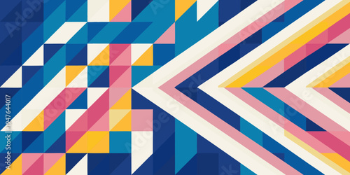Abstract geometric pattern with vibrant colors and sharp angled shapes