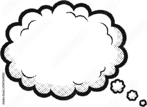 cloud speech bubble halftone risograph comic talk message grunge retro offset print screentone pop