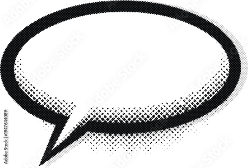 speech bubble oval halftone risograph comic talk message grunge retro offset print screentone pop