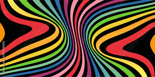 Abstract colorful swirl pattern radiating from a dark central point