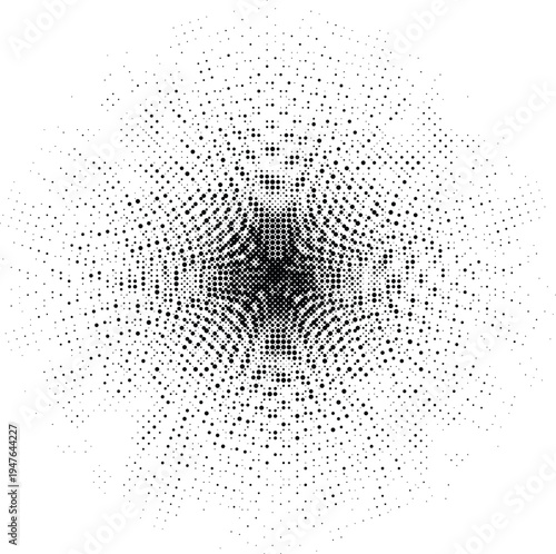 center spray halftone risograph radiant burst shine grunge retro offset print screentone texture monochrome