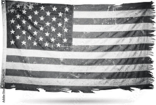 usa flag halftone risograph american patriotic symbol grunge retro offset print screentone pop style