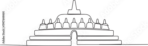 Candi borobudur temple in Java island Indonesia. one line art icon drawing vector