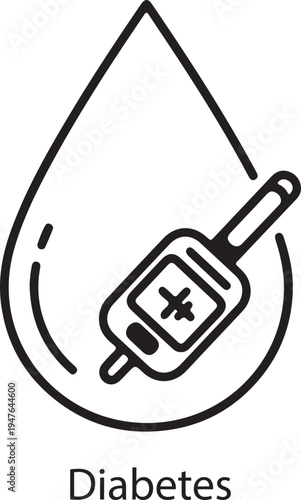 Diabetes blood glucose meter icon vector illustration for medical health, disease management, and healthcare awareness designs