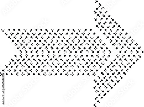 dotted arrow halftone risograph direction symbol grunge retro offset print screentone pop style monochrome motion