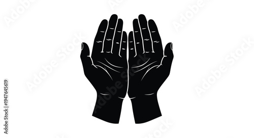 Two hands facing upwards in a black and white silhouette style