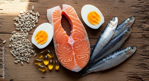 Healthy food omega 3 fish eggs.