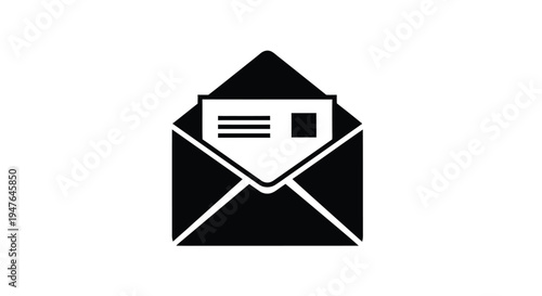 A simple black and white icon depicting an open envelope