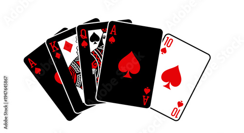 Playing Cards Hand with Spades Suit on White Background for Casino and Game Concepts