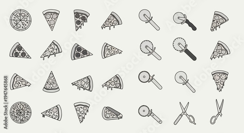 Pizza Slices and Pizza Cutters Pattern - Italian Food Icons