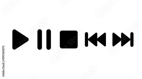 Play, Pause, Stop, Rewind, Fast Forward Music Player Icons