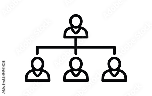 Organizational chart showing management hierarchy and team members connected in structure