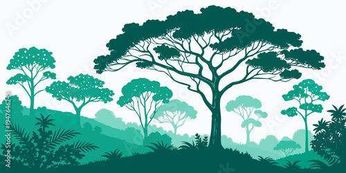 A group of trees on a hill Vector