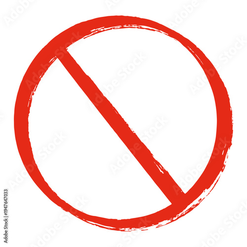 Hand drawn red no sign on white background