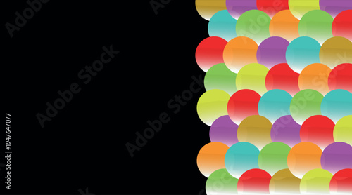 Abstract Transparent Soap Bubble Border Vector Illustration Featuring Colorful Gradient Reflections on Black Background