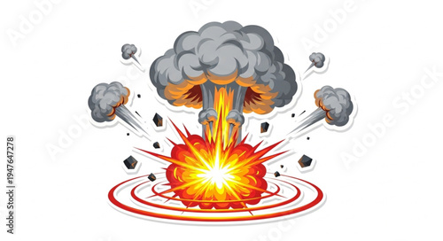 Nuclear Explosion with Fire and Smoke.