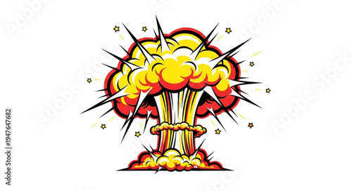 Nuclear Bomb Explosion Illustration.