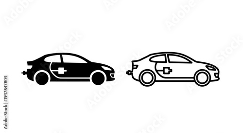 Electric car charging icon for sustainable transportation and green energy
