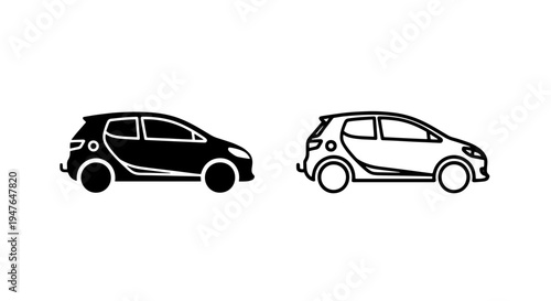 Compact small car icon for urban travel and personal transportation