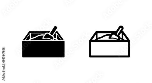 Pet litter box icon with scoop for cat hygiene and animal care