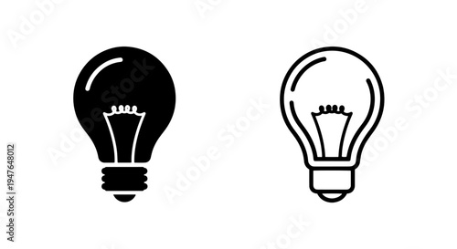 Detailed lightbulb icon set for bright ideas and energy concepts
