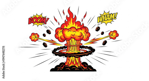 Nuclear Explosion Blast Fire.