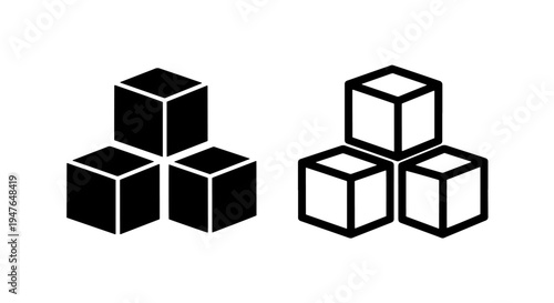 Stacked cubes icon representing structure, building blocks, and teamwork